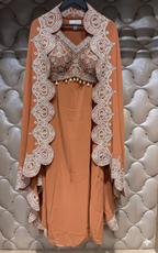 Cape-style Fusion Set with Dhoti-Pleated Skirt (5230 GA-21)