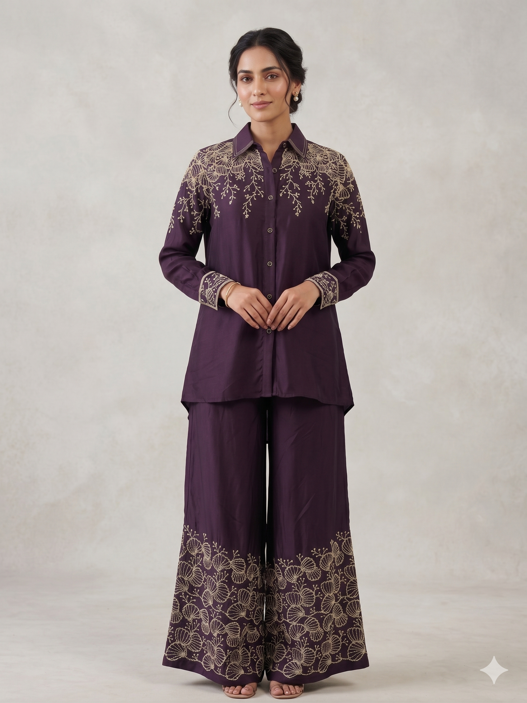 Deep Wine Embroidered Co-ord Set Main image