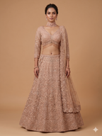 Exquisite Rose Gold Embellished Lehenga Set