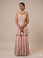 Pearl Embroidered Georgette Sharara Set