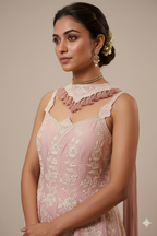 Pearl Embroidered Georgette Sharara Set