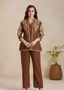 Embroidered Button-Down Kurti & Trouser Set