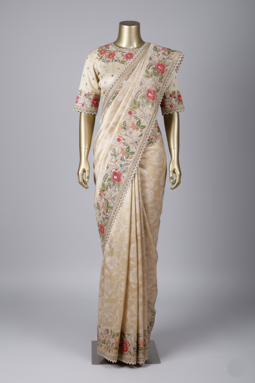 Heirloom Garden SAREE ( LAEAFY TRAIL GA-19)