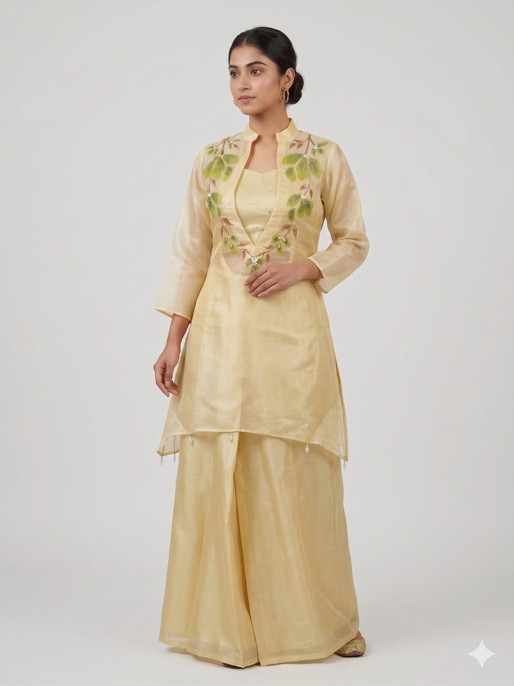 Soft Gold Organza Three-Piece Set