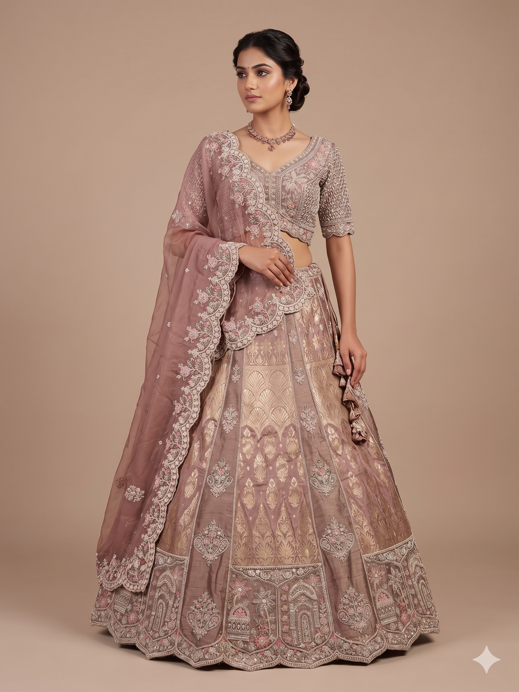 Royal Mauve Heritage Embroidered Lehenga Set