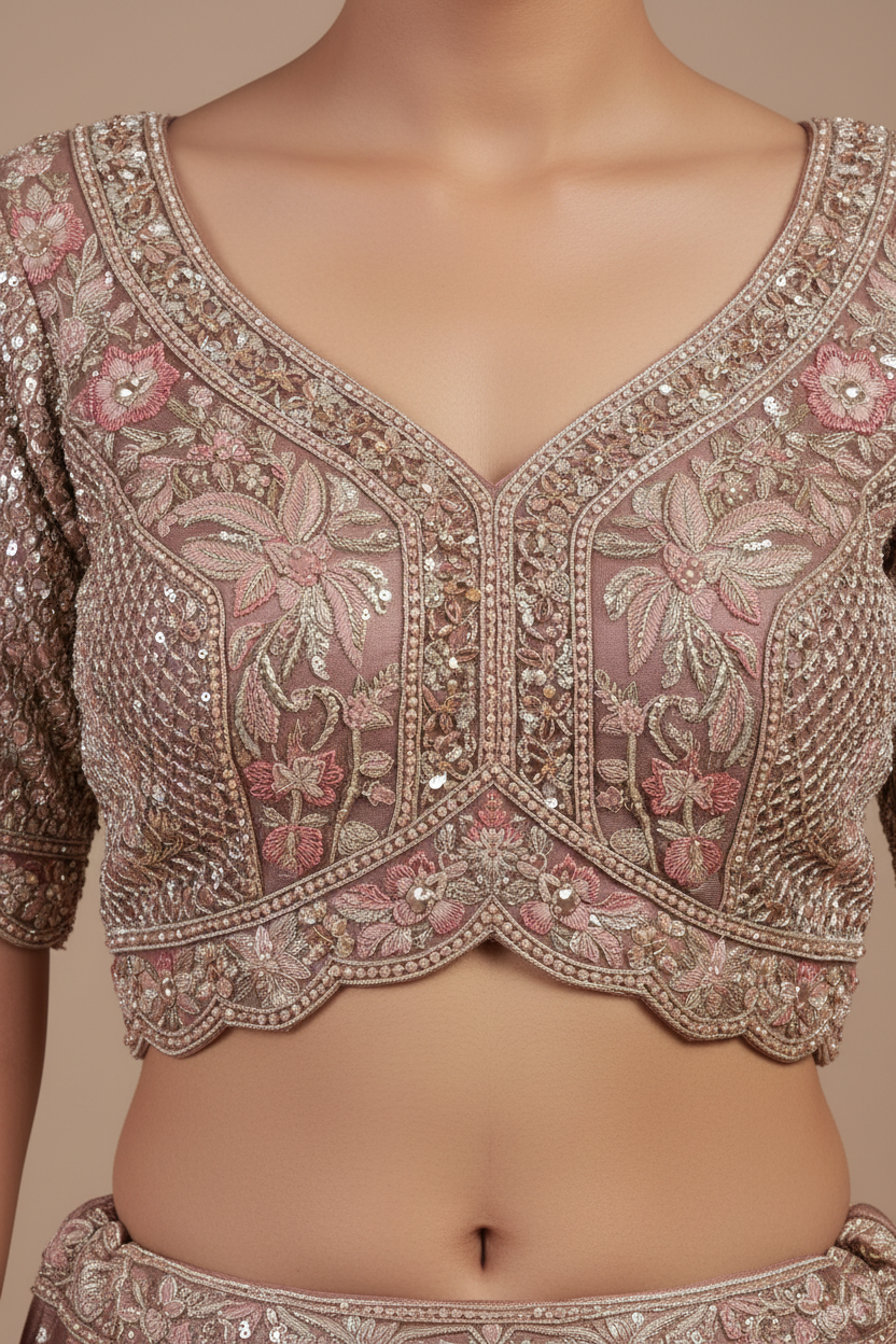 Royal Mauve Heritage Embroidered Lehenga Set