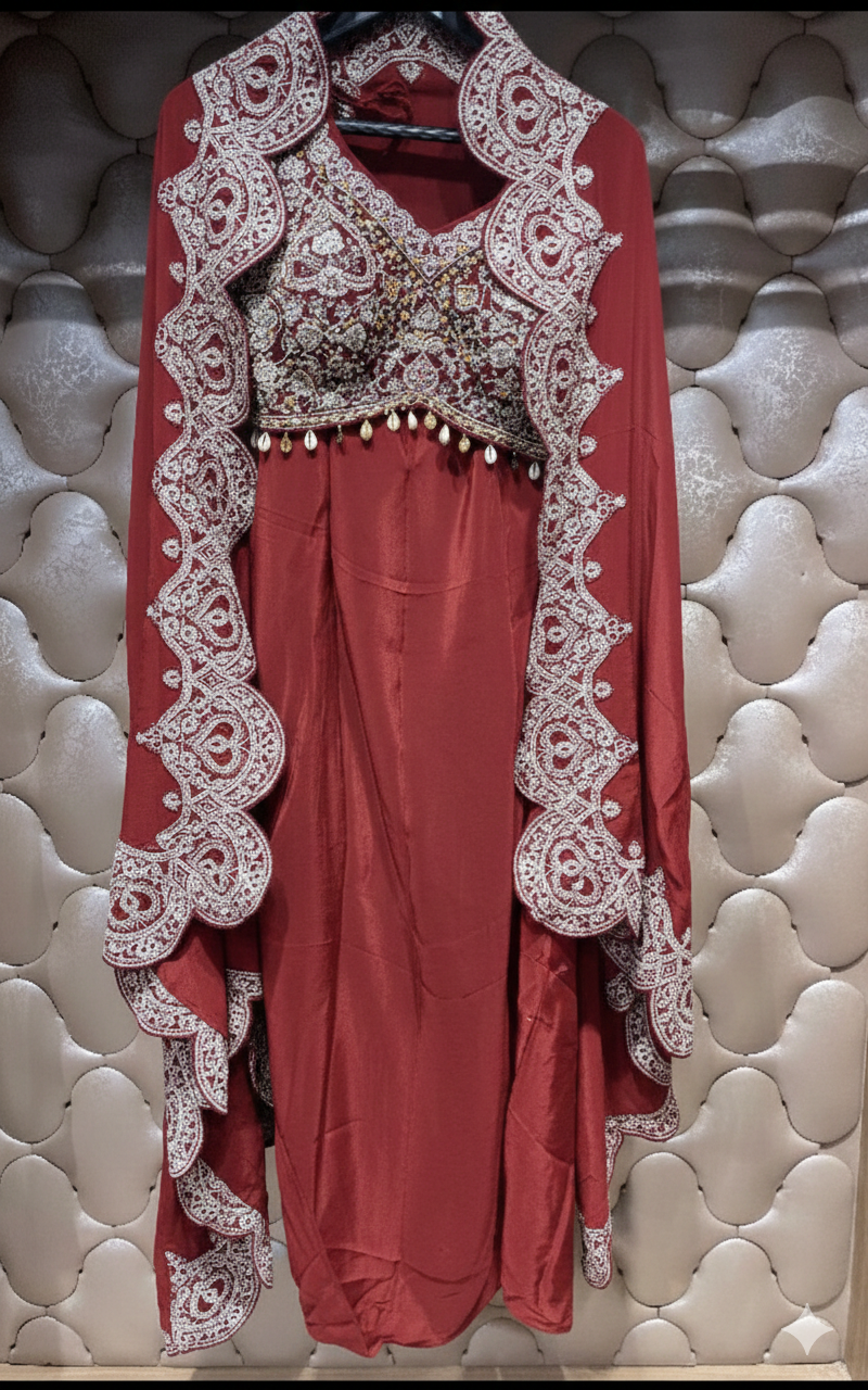 Cape-style Fusion Set with Dhoti-Pleated Skirt (5230 GA-21)