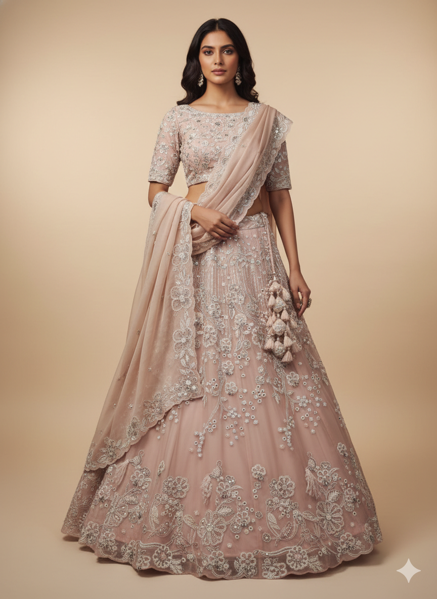 Champagne Circle Flare Lehenga Main image