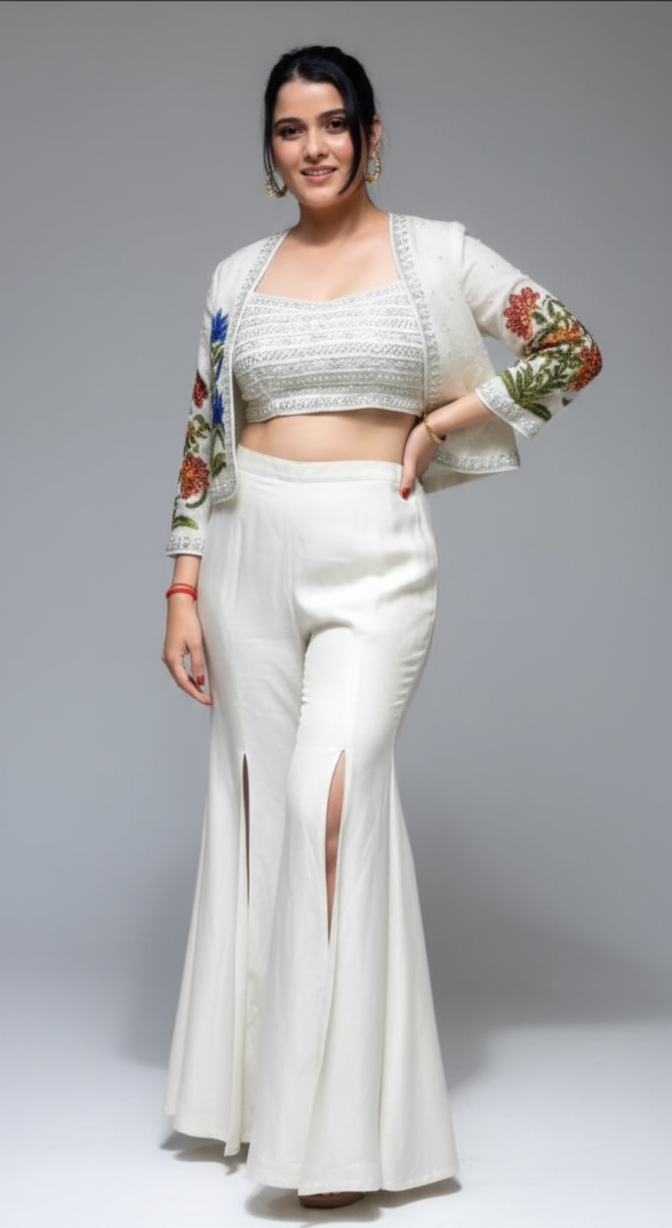 Ivory Flora Palazzo Set