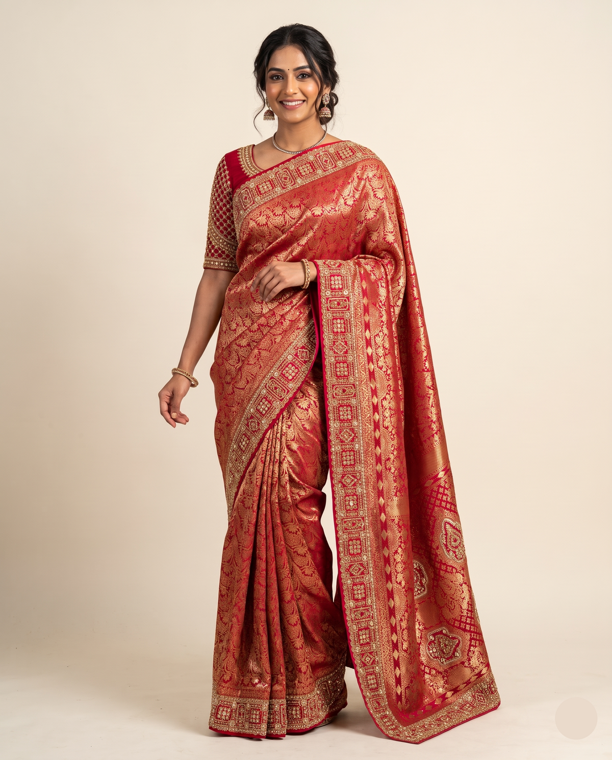 Red & Gold Brocade Saree Main image