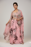 Pink Floral Cape-Dhoti Skirt Set