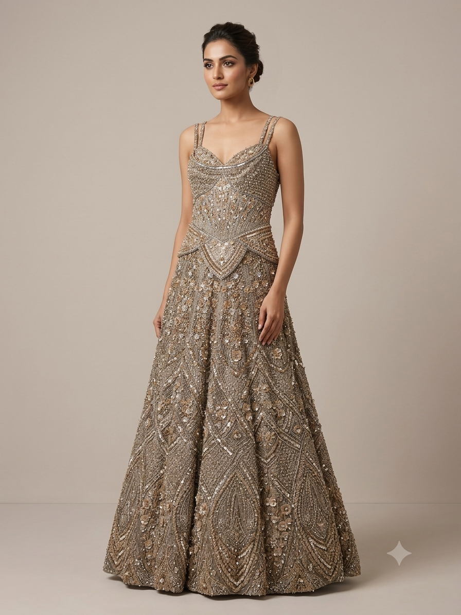 Mouse Colour Embellished Designer Gown