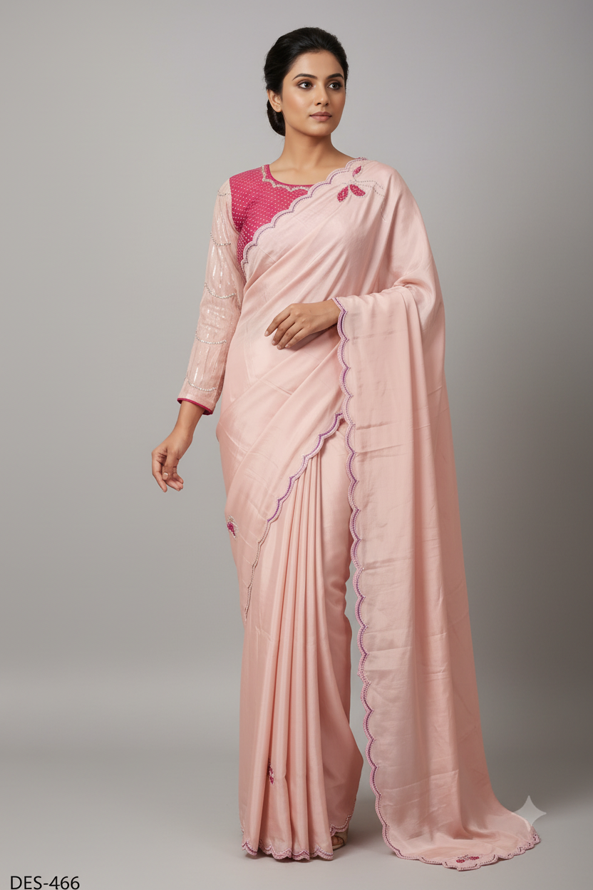 Charming Baby Pink Silk Saree Main image