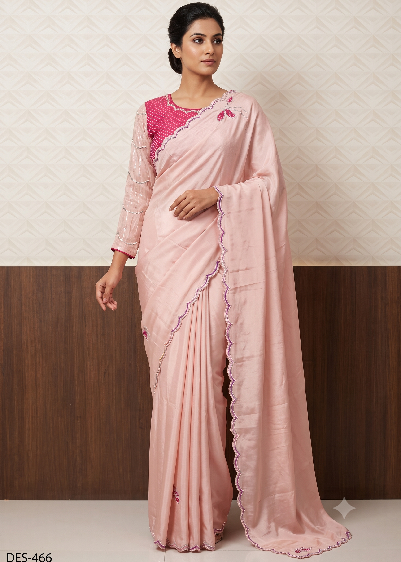 Charming Baby Pink Silk Saree