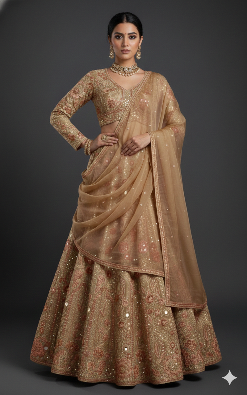 Sage Blossom Heritage Lehenga