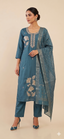 Teal Silk Chanderi Suit Set