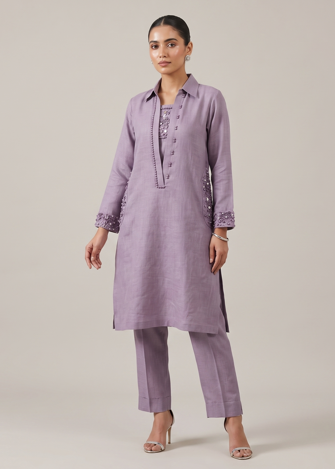 Lavender Embellished Tunic Set Main image