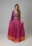 Purple Ikat Print Silk Lehenga Set