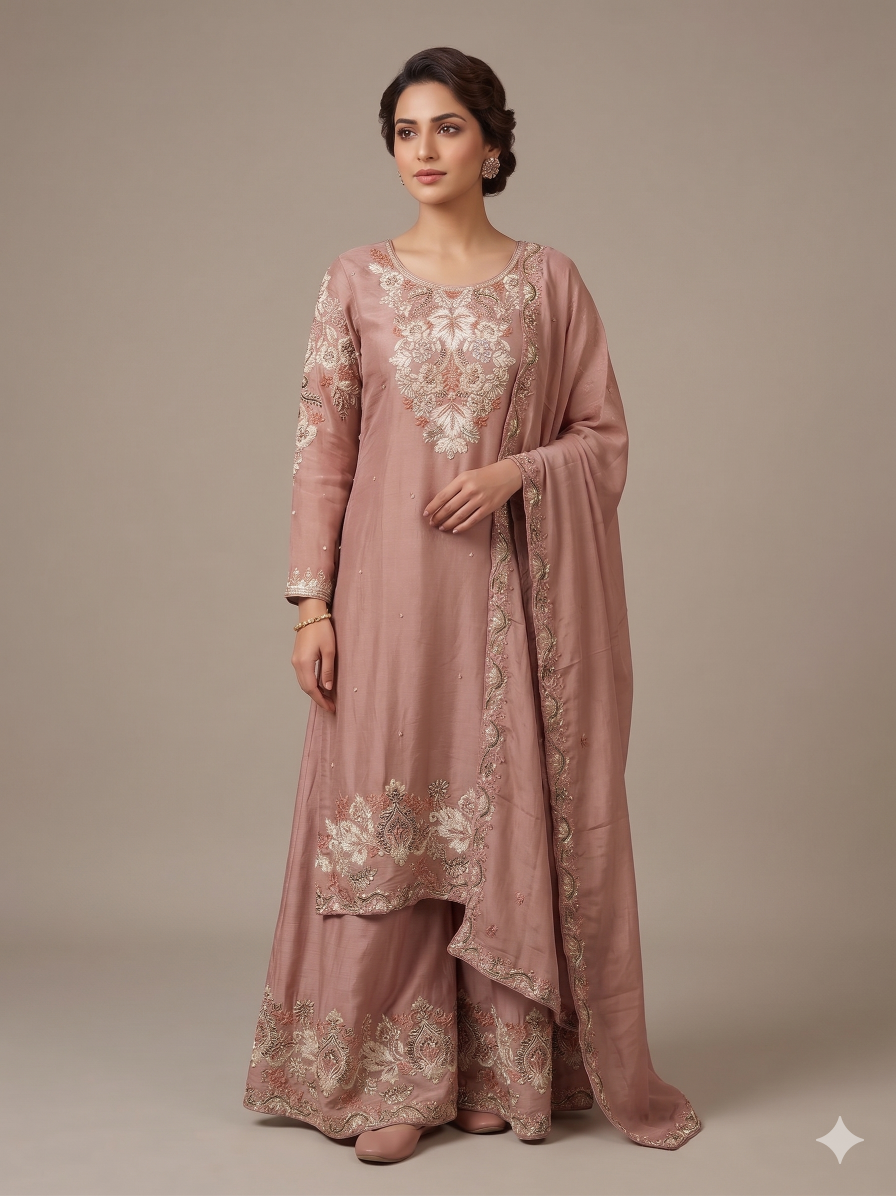 Silk Embroidered Sharara Set Main image