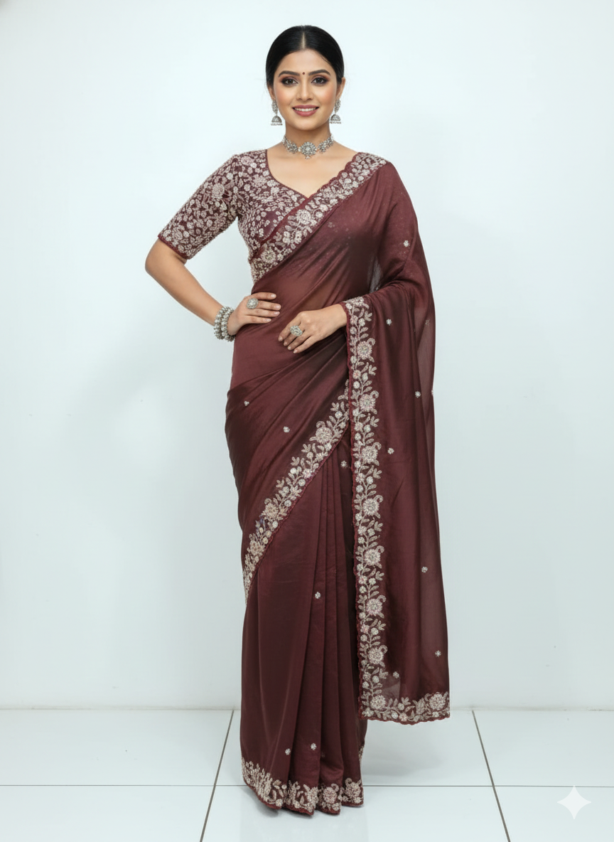 Regal Bloom Silk Saree with stitched blouse (5681 GS-11) Main image