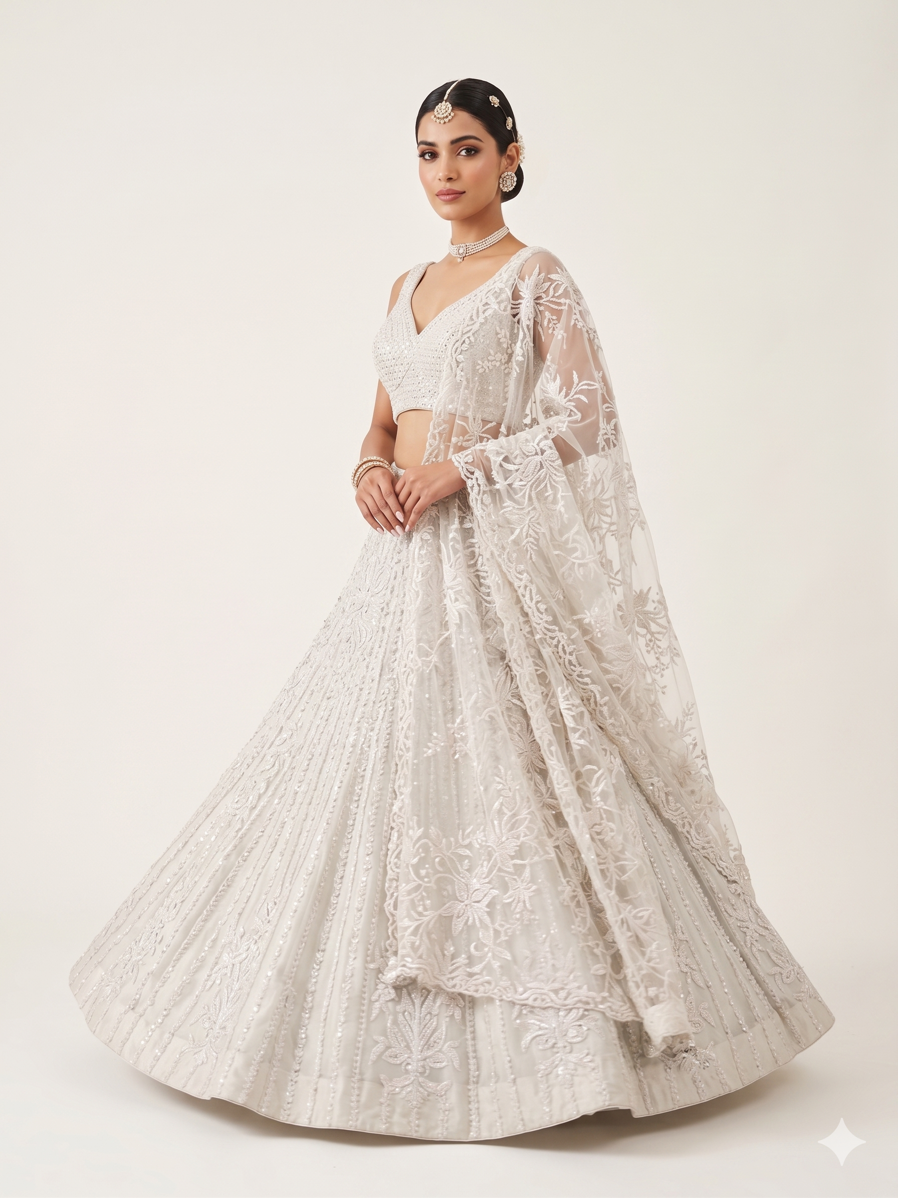 Ivory Embroidered Bridal Lehenga Set Main image