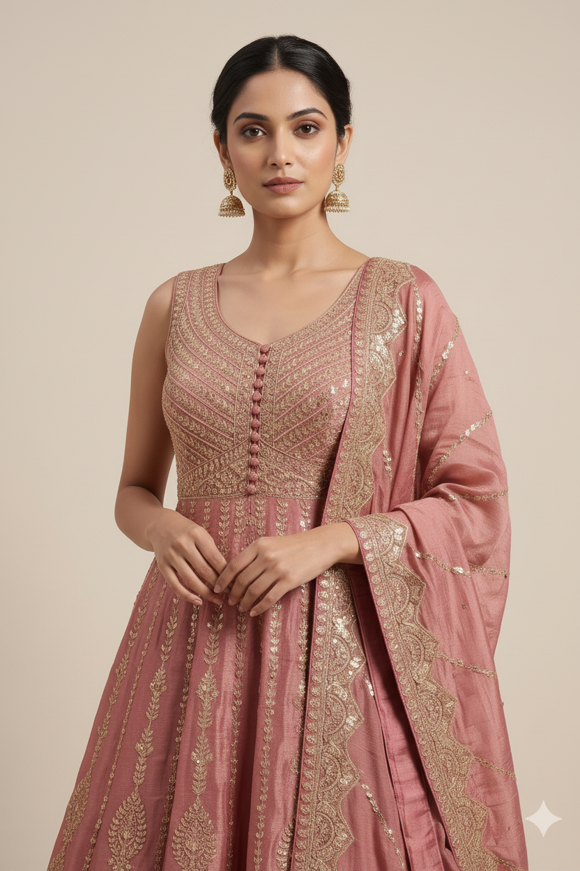 Heavily Embroidered Heritage Anarkali Set Secondary image