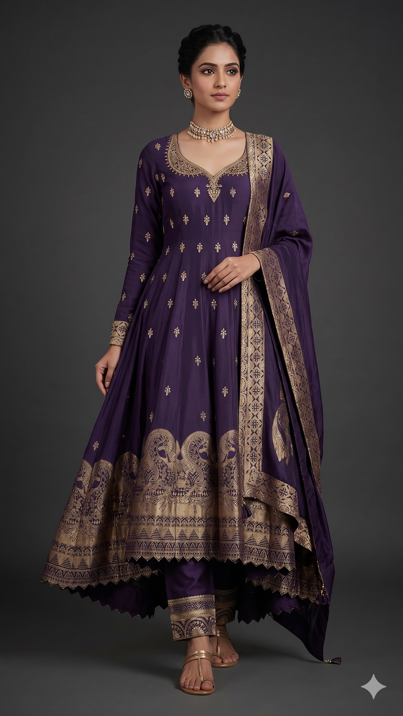 Royal Purple Heritage Zari Anarkali Ensemble