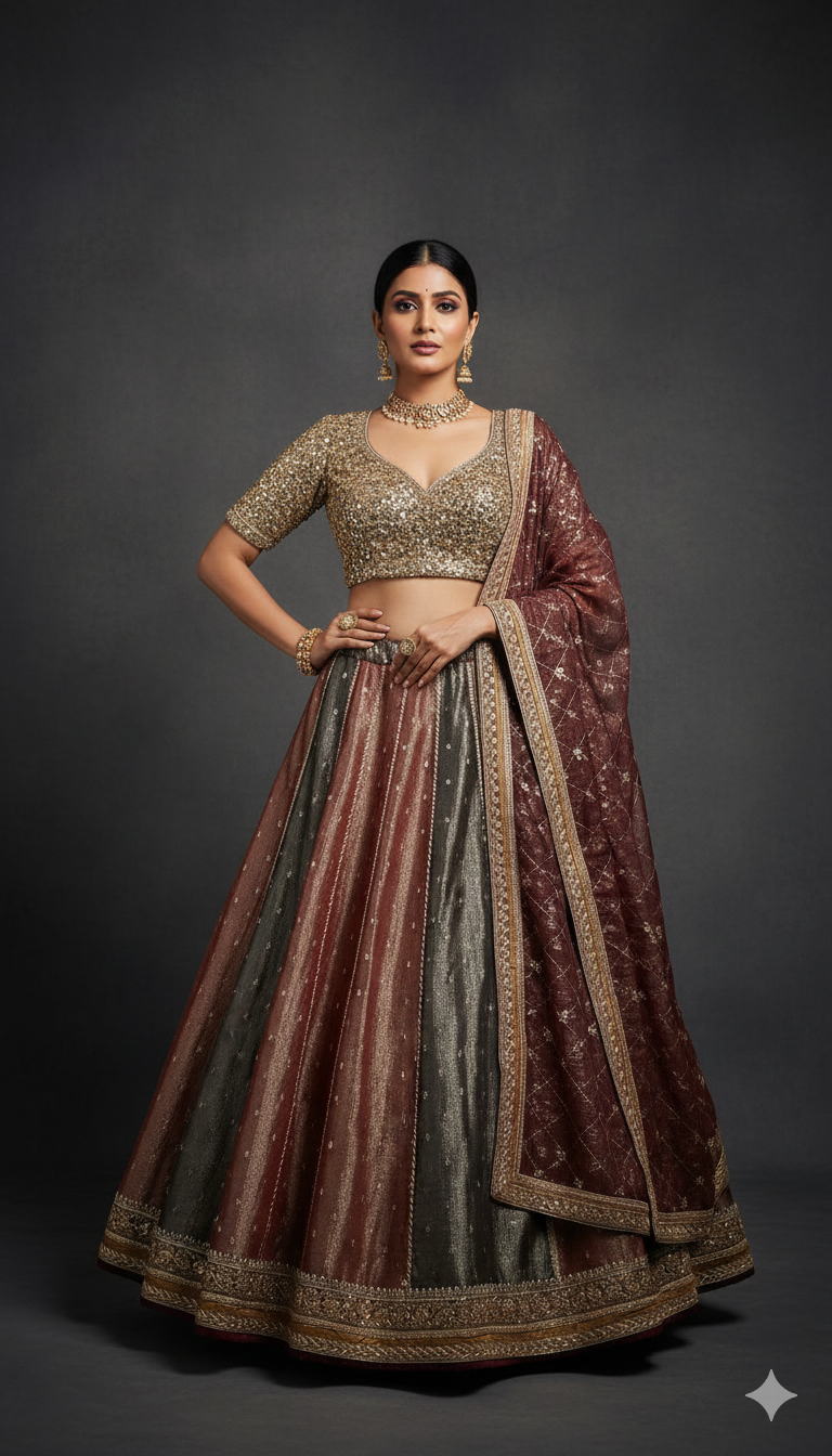 Heritage Gilded Earth Lehenga Main image