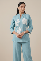Applique Floral Linen Co-ord Set
