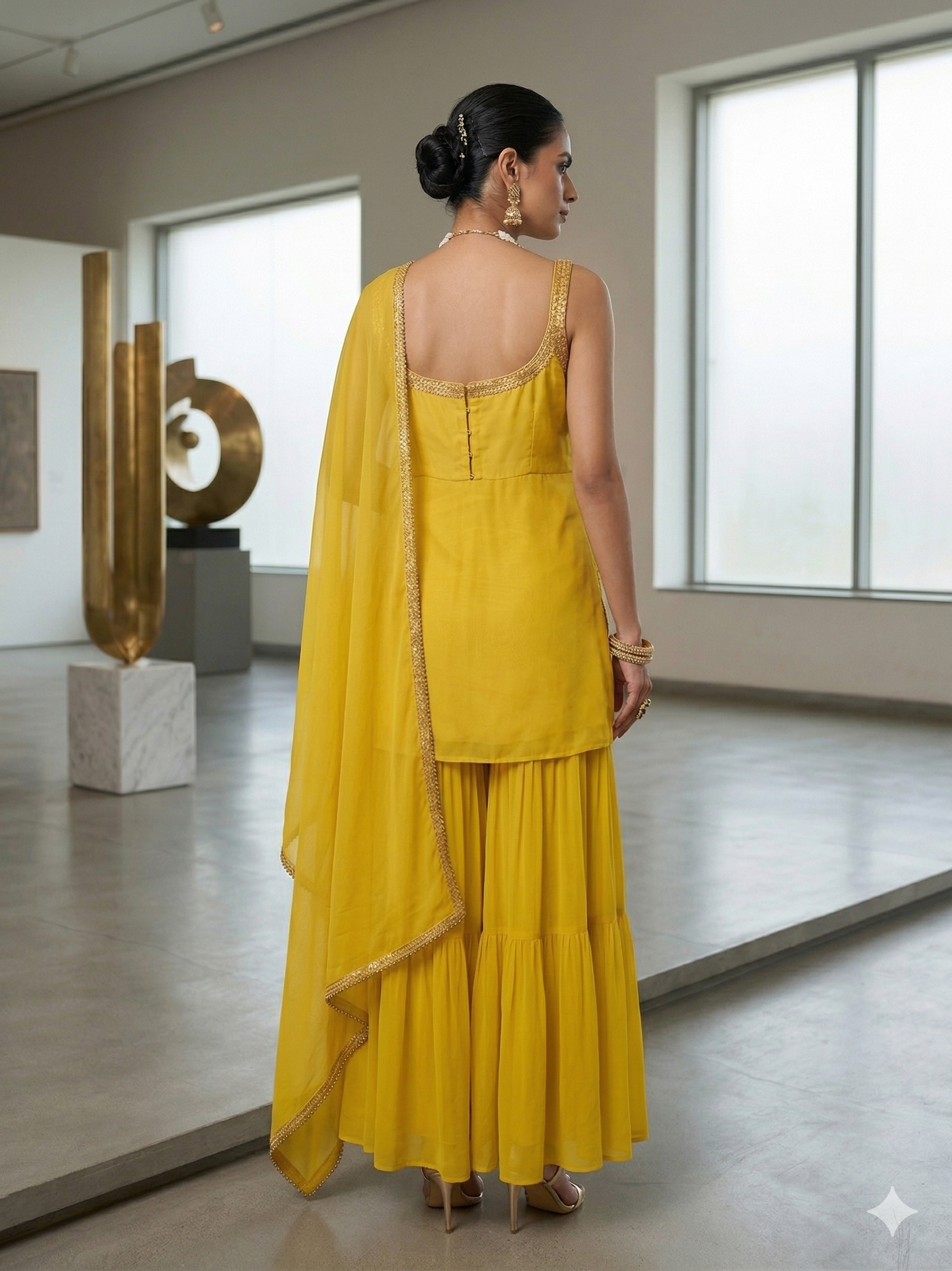 Floral Embroidered Sharara Set Secondary image