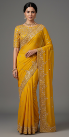 Golden Marigold Scalloped Drape