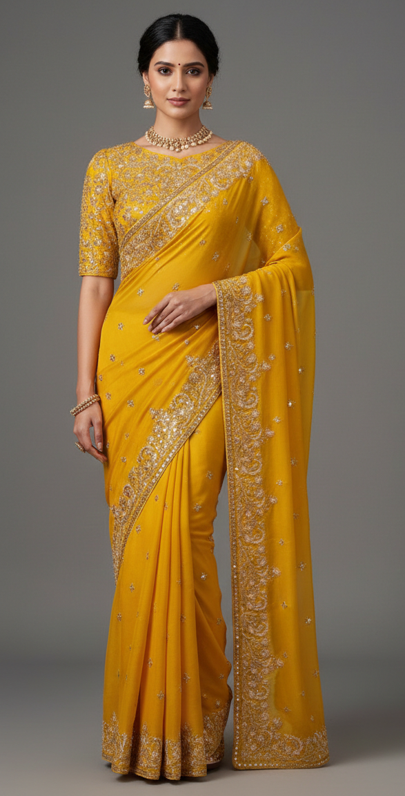 Golden Marigold Scalloped Drape