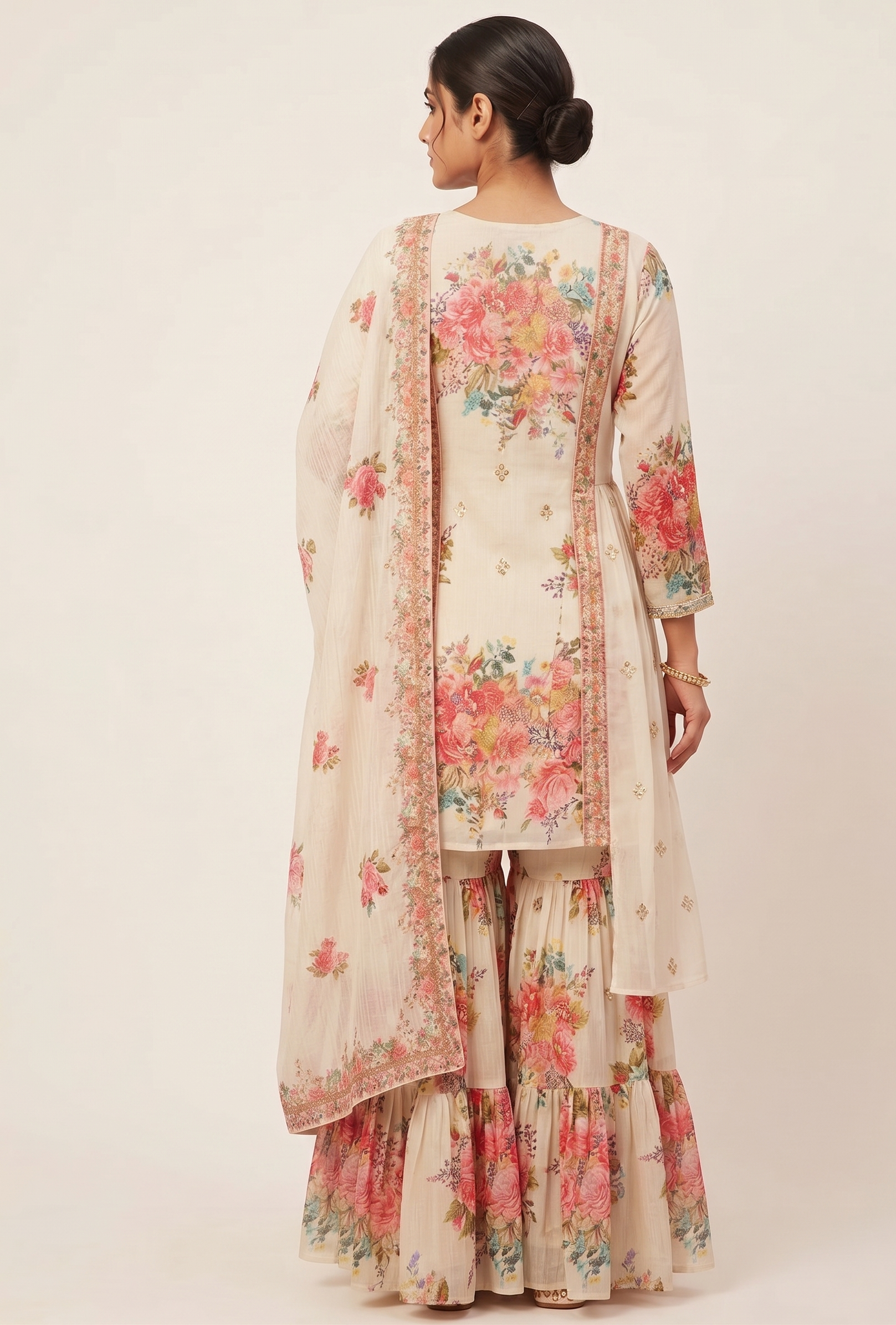 Floral Elegance Sharara Suit Set Secondary image