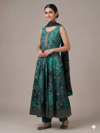 Buy Emerald Bandhani Print Anarkali Set with Zari Work Online
