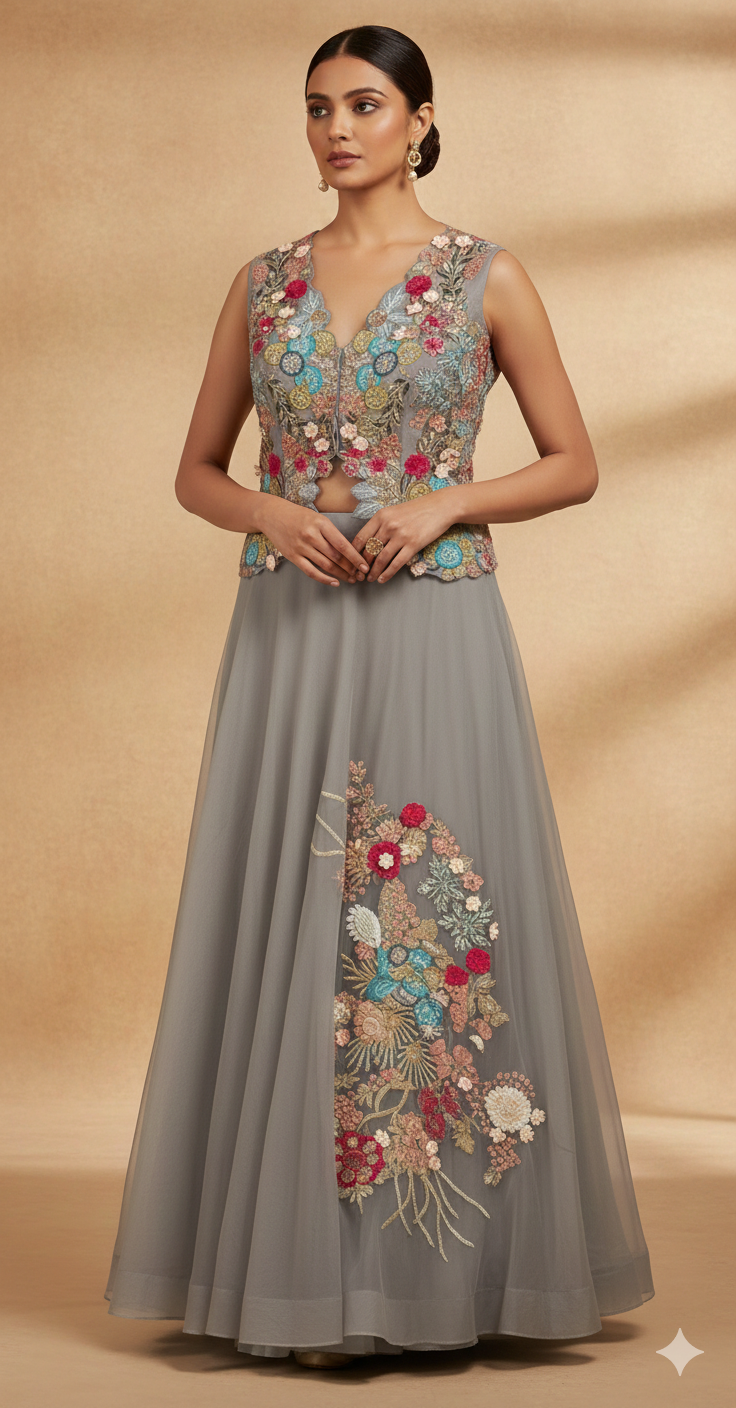 Enchanted Garden Mist Lehenga Main image