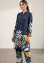 Abstract Botanical Graphic Print Satin Co-ord Set