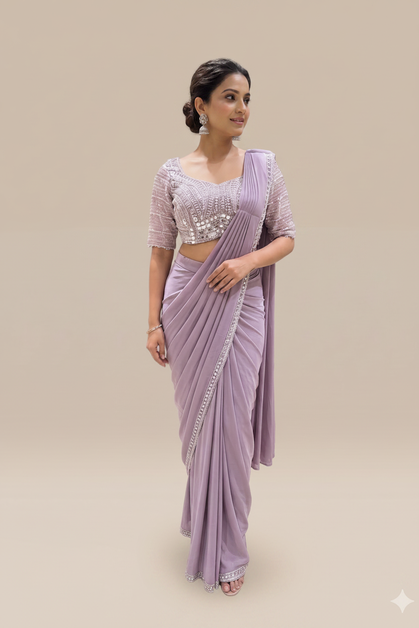 Mirror-Work Drape Saree Main image