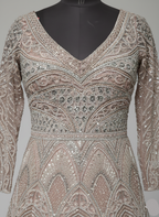 Champagne and Silver Gown with Art Deco Embellishment (DC-252624 D-56)