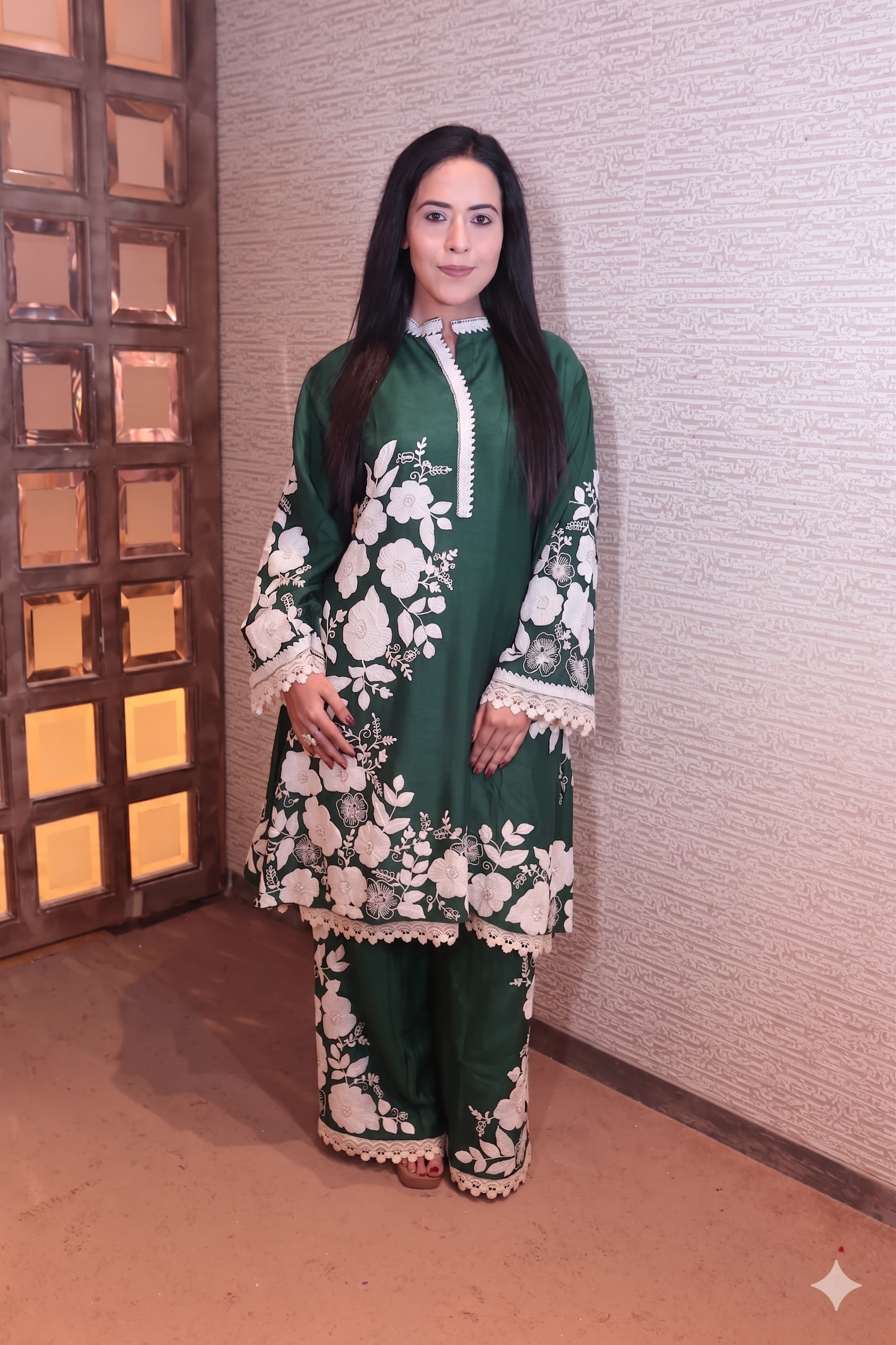 Deep Wine Floral Embroidered Kurta Set (S-337 B-1)