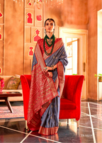Sophisticated Grey Silk Saree