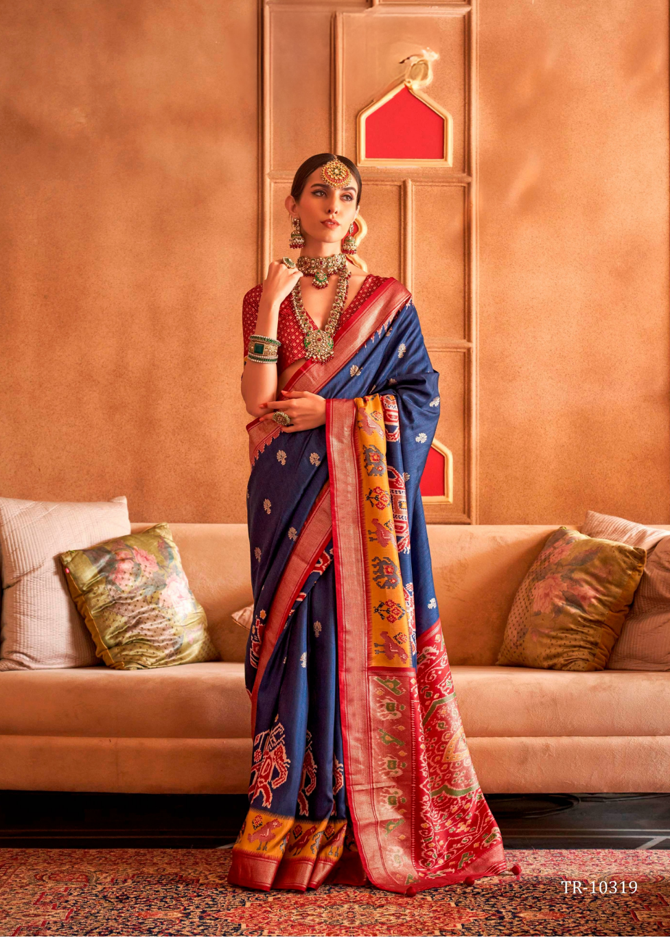 Royal Blue Patola Print Silk Saree