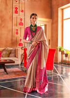 Beige Silk Saree  with Contrast Border