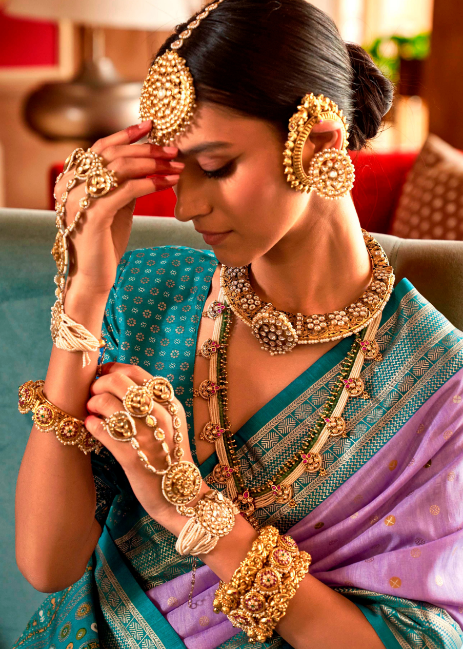 Elegant Lavender Silk Saree
