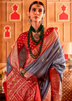 Sophisticated Grey Silk Saree
