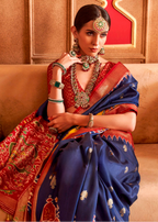 Royal Blue Patola Print Silk Saree