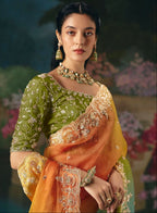 Verdant Sunset tissue Saree