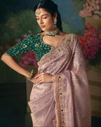 Lavender Jade tissue Saree