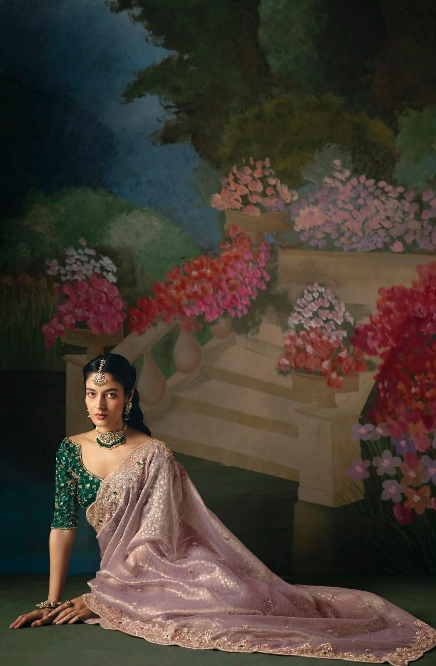 Lavender Jade tissue Saree