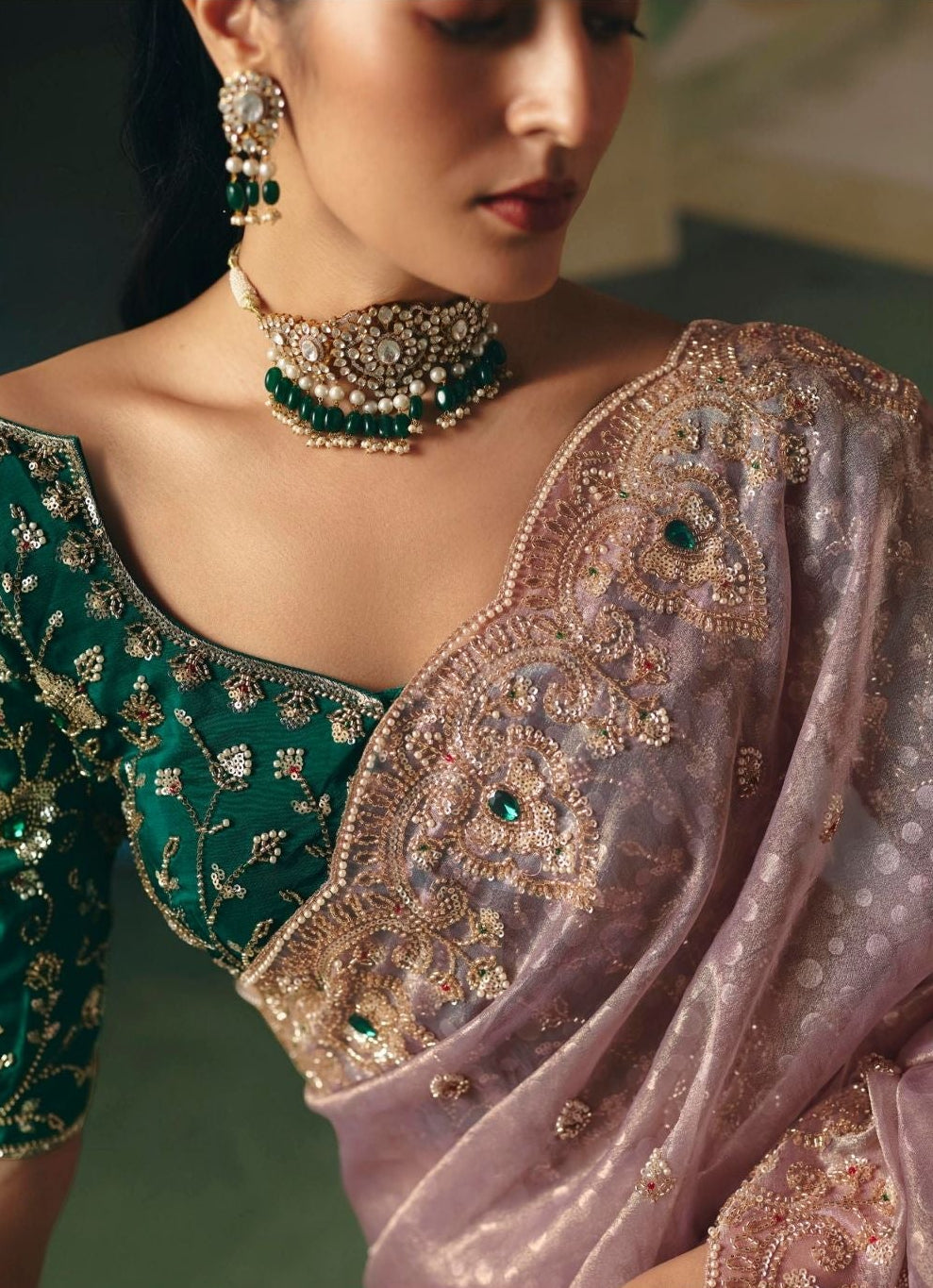 Lavender Jade tissue Saree