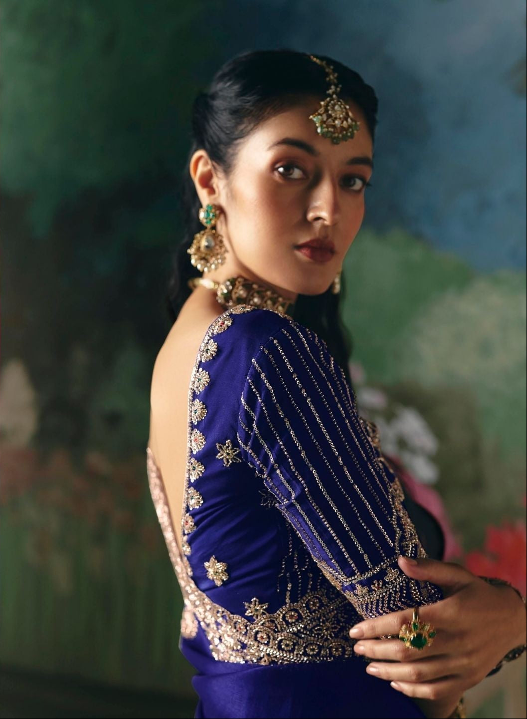 Midnight Bloom Tissue Silk Saree